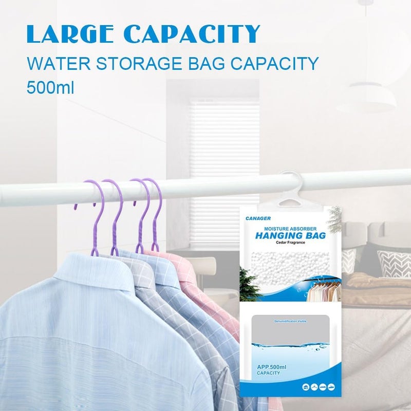 CANAGER Hanging Moisture Absorber,Cedar Fragrance Moistureproof Hanging Bag, Dehumidifier Bag (8 packs) Hanging Closet Dehumidifier Bags, Moisture Absorb 12.5 oz. - Image 3